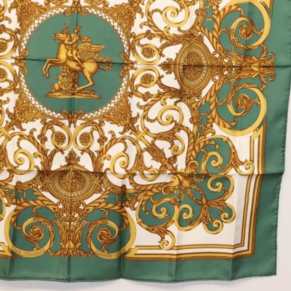 HERMES Carre 90 Scarf ""LES TUILERIES"" Silk Green Auth BA6854 - Picture 5 of 8